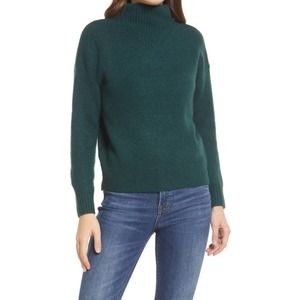 Madewell Dillon Mock Neck Pullover Sweater Heather Spruce Green.